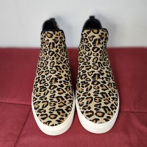 Steve Madden Loxer Leopard High-Top Sneaker Bootie Size 8.5M Knit